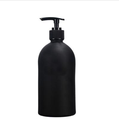 China Chemical 250ml 500ml 1000ml Frosted Black Boston Round Spray Glass Bottle With Pump Lid for sale