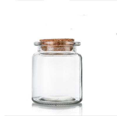 China 300ml 10oz Food Round Empty Glass Jar Spice Container Glass Jars With Wooden Cork For Food Storage Kitchen Storage for sale