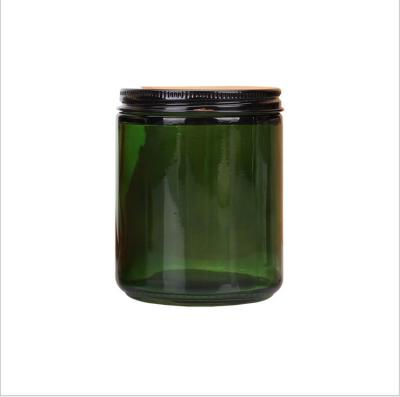 China Wholesale Customizable Empty Candle Jar 100ml 250ml Green Candle Jars Glass Candle Holder For Soy Wax Candle for sale