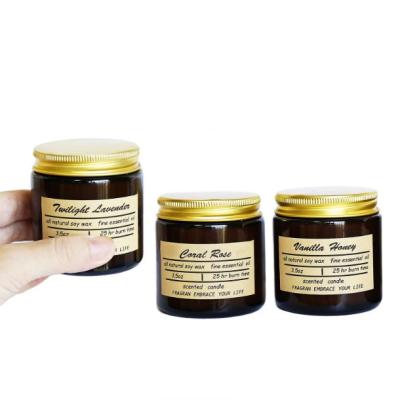 China Empty Amber Scented Candle Glass Jar 2oz 4oz 8oz 60ml 100ml 120ml 200ml 250ml 500ml Candle Use With Lid for sale