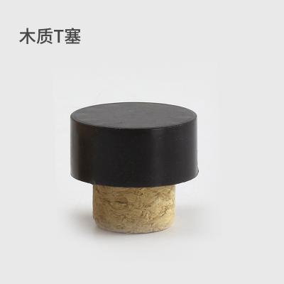 China High Quality Non Puddle T Shape Black Plastic Lid, Wine Corks With Matte Black Color Aluminum Coat For Liquor Bottle for sale