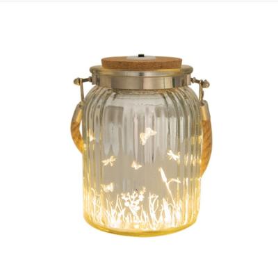 China Creative Decorative String Lights LED Decorative Sola Glass Jar Lamp With Handle For Party Home Decoration for sale