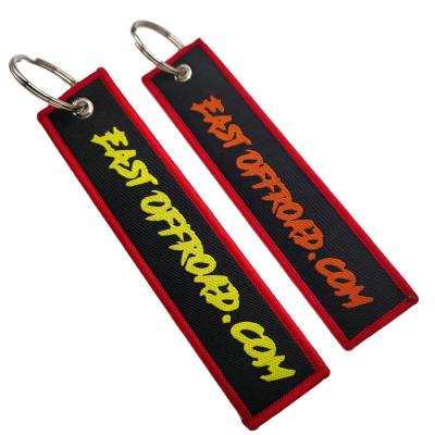 China Promotion gift factory wholesale price wrist key chain o woven woven logo embroidered key chain lanyard small price for sale