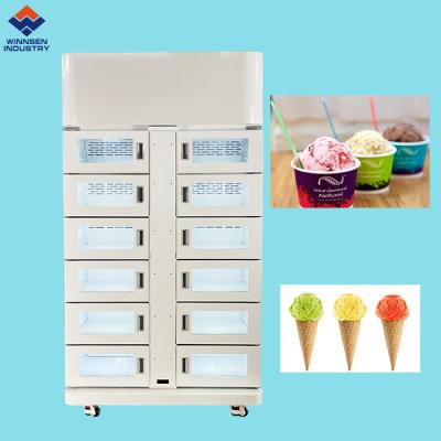 China Winnsen LCD Screen Smart Ice Cream Frozen Refrigerated Locker With Wifi zu verkaufen