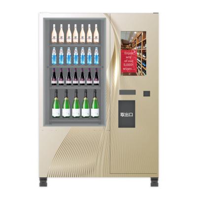 China Automatischer intelligenter Multimedia-Wein-Automat mit Aufzugs-System, Saft-Bier-Verkauf-Kiosk zu verkaufen