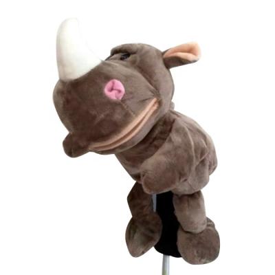 China Custom Cute Durable Cartoon Style Golf Headcovers Rhinoceros Rhinoceros Golf Animal Head Cover Durable Plush For Driver Accepted Customized for sale