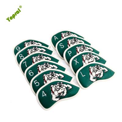 China Protect Golf Magic Iron Closure Golf Clubs 11PCS Band Headcover Waterproof PU Leather for sale