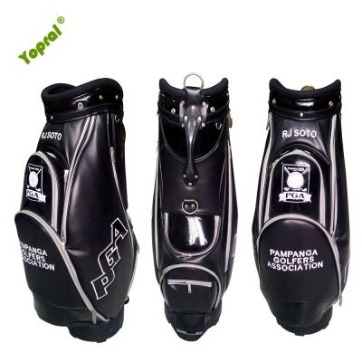 China Protect Golf Clubs PU Leather 10 Way Divider PGA Custom Golf Cart Bag With Shoe Compartment for sale