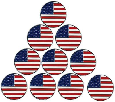 China Custom USA Flag Metal Golf Ball Marker Soft Enamel Technique for sale