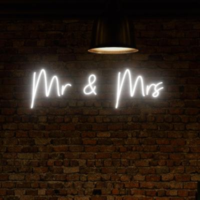 China Custom Indoor Wall Mounted Buildings Neon Sign Mr Mrs Led Wired Neon Light Sign for sale