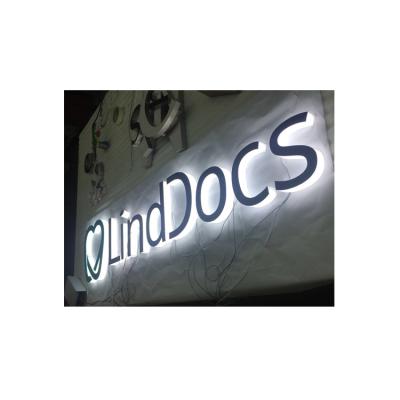 China Exterior Lighted Buildings Business Logo Front Side Wall Mount Led Light Acrylic Channel Letter Sign for sale