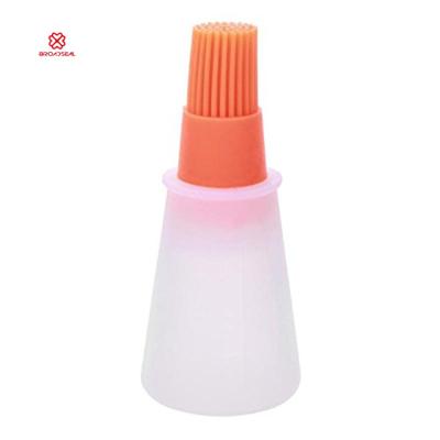 China Easily Cleaned BBQ Pastry Basting Brush Oil Dispenser Bottle with Brush Cooking Grill Barbecue Silicone Oil Baking Bottle Brush for sale