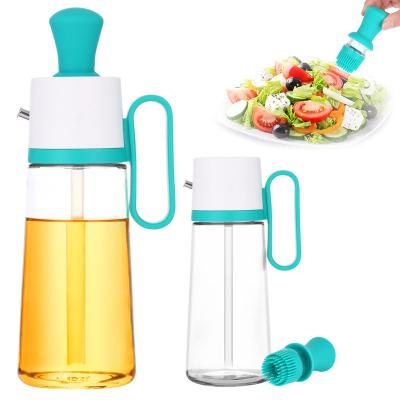 China Olive Oil Dispenser Bottle Kitchen Cooking 3 in 1 Silicone Dropper Oil Dispenser Measuring Bottle Glass Olive Oil and Vinegar Bottle with Silicone Brush for sale