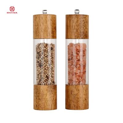 China 8 viable inches salting the Shakers manual wooden salt and pepper Mills Premium Acrylic Salt and pepper mill with adjustable ceramic core for sale