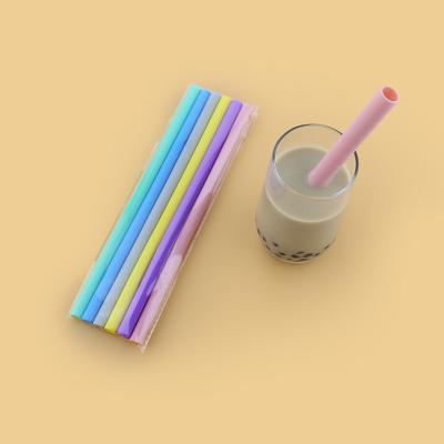 China Eco - Friendly Reusable Collapsible Silicon Straws With Portable Case / Grade Silicone Folding Straw With Cleaning Brush for sale