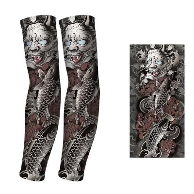 China Arm Sleeves Outdoor Sports Cover Up Sunscreen Ice Flower Arm Tattoo Sleeve Summer Sports Silk Seamless Sleeve For Adults for sale