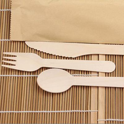 China Birch Wood Knife Disposable Biodegradable Fork Spoons Disposable Wooden Spoon Cutlery for sale