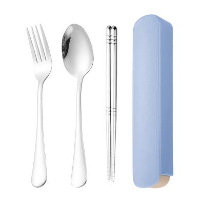 China Stainless Steel Environmental Protection Party Tableware 2/3pcs Chopsticks Spoon Fork Viable Safe Recyclable Tableware Set for sale