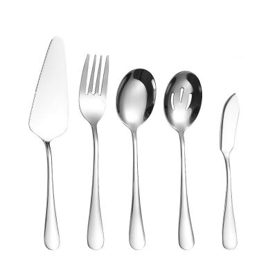 China Viable Stainless Steel Amazon Dinnerware Fork Knife Spoon Flatware High Quality Cutlery 5pcs Set for sale