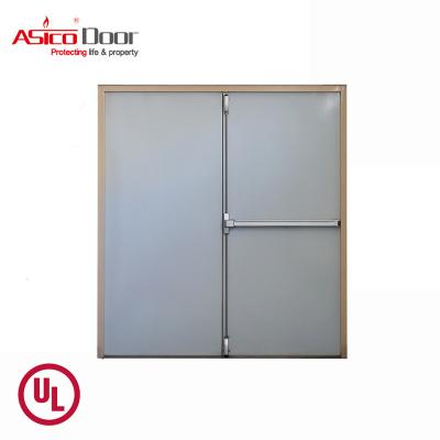 China ASICO Rated Modern Apartment Solid Core Fire Double Door With UL Certified for sale