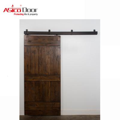 China V-Groove Modern Rustic Vertical Knotty Alder Slat Style Interior Sliding Barn Door for sale