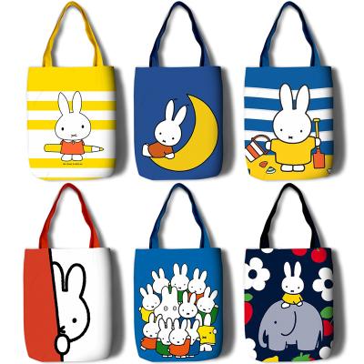 China Reusable Cute Cotton Rabbit Shopping Canvas One-Shoulder Custom Tote Bag for sale