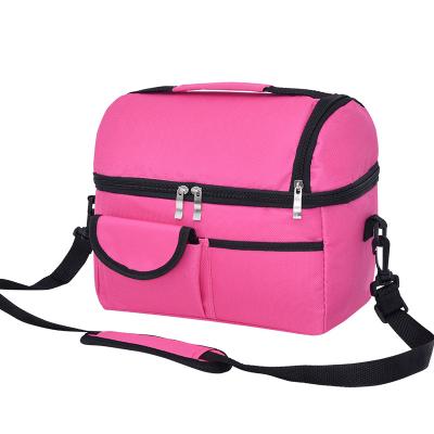 China Factory Fashionable Double-Layer Diagonal Insulated Ice Storage Lunch Mum Picnic Travel Portable Bag Waterproof for sale