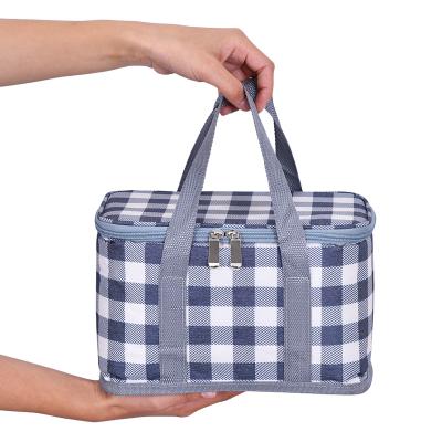 China New Color Portable Multi Color Oxford Cloth Lattice Waterproof Outdoor Picnic Cooler Bag for sale