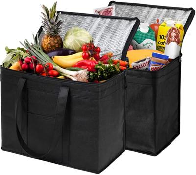 China Sturdy Groceries Waterproof Food Delivery Zipper Foldable , Heavy Duty Cooler Shopping Bags Washable for sale