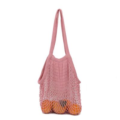 China Fashion Hot Sale Large Capacity Cotton Woven Beach Storage Portable Shopping Fruit Supermarket Mesh Bag for sale