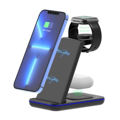 China Smart Watch 3 in 1 Wireless Charger Stand Fast Charging Multifunctional Mobile Phone Stand Wireless Charger for sale