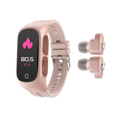 China New N8 Watchbuds Single Touch Screen Touch Screen With Dual BT Earphones Blood Pressure N8 Heart Rate Smart Watch for sale