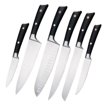 China Sustainable Kitchen Chef Knife Set Stainless Steel 6pcs Kitchen Knife Set With Magnetic Knife Block for sale