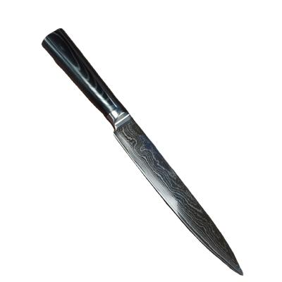 China Sustainable Steel Damascus Kitchen Knife Kitchen Cutting Slicing Knife With Pakka Wood Handle for sale