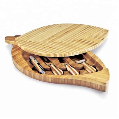 China Sustainable Hot Selling Amazon Sheet Bamboo Cheese Board With 4 Pieces Chees Tool for sale