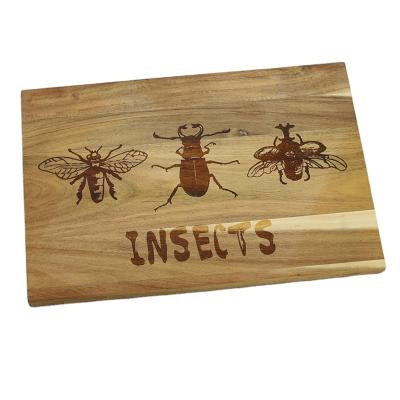 China Sustainable Promotional Wooden Cutting Board Kitchen Customized Chopper With Insects Pattern for sale