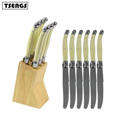 China Viable Laguiole Knife Steak Knife Cutlery Tool Kit With Wooden Stand for sale