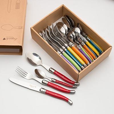 China Sustainable Modern Laguiole Style Stainless Steel Cutlery Accessories With Color Matching Handle for sale