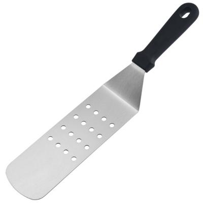 China Sustainable BBQ Grilling Spatula Stainless Steel Long Pizza Spatula With Holes For Frying / Baking / Baking for sale