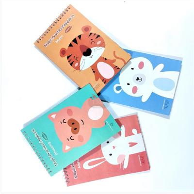 China Spiral 4 Pieces Children's Book Reusable English Practice Discovery Magic Notebook for Writing for sale