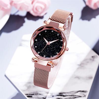 China Non-specific Women Watches Magnetic Starry Sky Clock Quartz Mesh Wristwatch Fashion Ladies Wrist Female Watch for sale