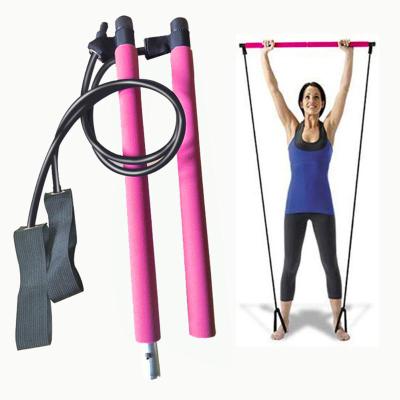 China Portable Pilates Bar Stick With Resistance Band For Home Gym Fitness Sports Organization Workout Exercise Supplies LX1206 for sale