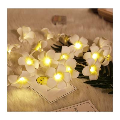 China Home White Plumeria Flower Decoration Christmas String Lights For Wedding Party Garden for sale