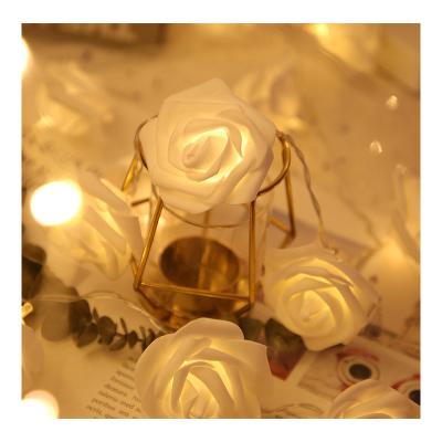 China Rose Flower Decorating Wedding Fairy White Battery Operated Romantic Led Rose String Lights for sale