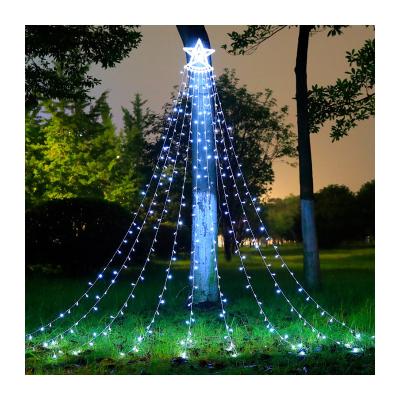 China Fairy Lights RTSNew Products LEDFive Led Star Waterfall Water Lamp Outdoor Waterproof Decorative Lamp for sale