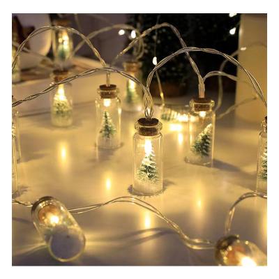 China Beautiful Customization Christmas Tree And Snow Scene Glass Bottle Led String Lights For Party Decoration for sale