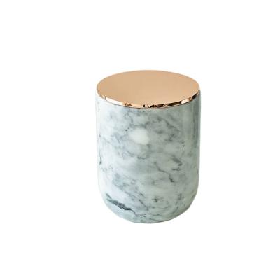 China Home Decoration Unique Decorative White Empty Wholesale Custom Marble Candle Jar With Lids for sale