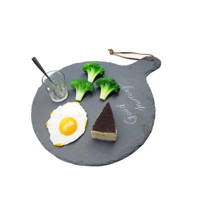 China Sustainable Top Sale Black Round Amazon Product Christmas Slate Cheese Board&Plate For Restaurant for sale