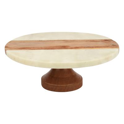 China 2021 Viable Newest Unique Wooden Marble Round Wholesale Food Display Stand for sale