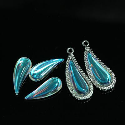 China Wholesale Color Changing Blue Green Cabochon AB Double Color Glass Gems Drop Earrings for sale